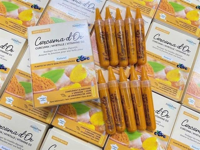 Tinh chất nghệ nano Curcuma d'Or NatinFran - Hỗ trợ sức khỏe, Hộp 10 ống, Thực phẩm chức năng tự nhiên