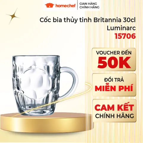 Bộ 6 Cốc Thủy Tinh Bia Luminarc 300ml 15706 - Hàng Chính Hãng Có Quai, Kiểu Dáng Hiện Đại và An Toàn cho Sức Khỏe