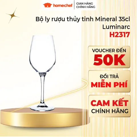 Bộ 6 Ly Rượu Vang Thủy Tinh Arcoroc Mineral H2317 350ml - Hàng Chính Hãng, Thiết Kế Sang Trọng Cho Bàn Tiệc