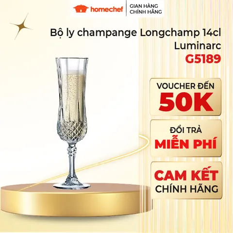 Bộ 6 ly uống rượu champagne CdA 140ml - Thủy tinh cao cấp, sản xuất tại Pháp - Ly nếm rượu vang sang trọng, bền đẹp