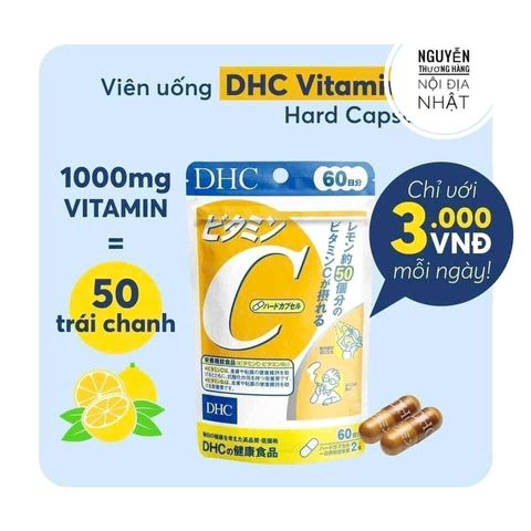 Viên uống DHC Vitamin C 1000mg 60 ngày - Bổ sung Vitamin C tăng cường sức đề kháng, cải thiện làn da khỏe mạnh và tươi sáng.