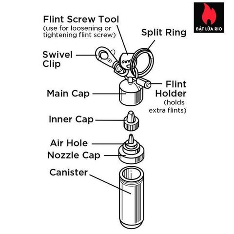 Móc Khóa Chuyên Dụng Zippo Chính Hãng - Phụ Kiện Thời Trang Nhôm Chịu Va Đập, Đựng Đá Dự Phòng, Thiết Kế An Toàn