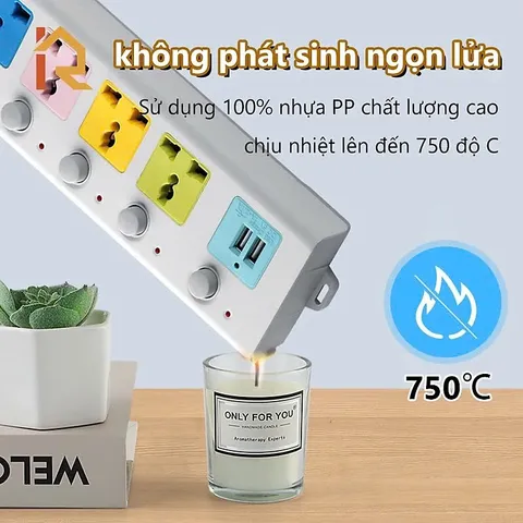 Ổ Điện Đa Năng Con Voi 4 Ổ Cắm & 2 Cổng USB Sạc Nhanh Dây Dài 2m - Thiết Kế Đáng Yêu, Chất Liệu Chống Cháy, An Toàn cho Gia Đình