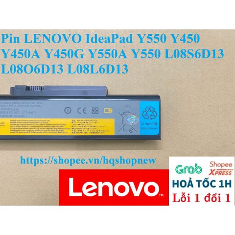 Pin Laptop LENOVO IdeaPad Y550 Y450 Y450A Y450G L08S6D13 L08O6D13 - Chính Hãng 100%, Bảo Hành Đổi Mới, 6 Cell, Màu Đen