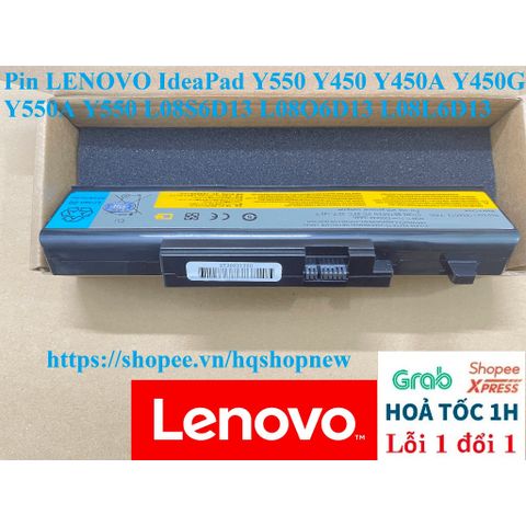 Pin Laptop LENOVO IdeaPad Y550 Y450 Y450A Y450G L08S6D13 L08O6D13 - Chính Hãng 100%, Bảo Hành Đổi Mới, 6 Cell, Màu Đen