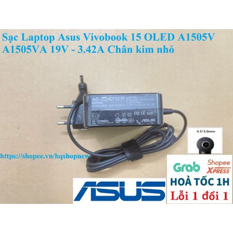 Sạc Laptop Asus Vivobook 15 OLED 19V 3.42A - Phụ Kiện Chính Hãng Chân Kim Nhỏ, An Toàn và Tiết Kiệm Điện
