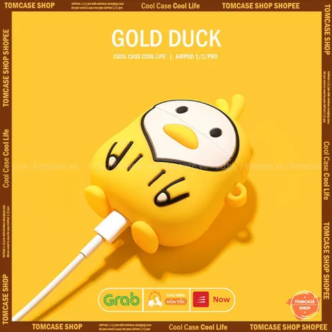 🔜 [ ᴄᴀꜱᴇ ᴀɪʀᴘᴏᴅ ] Case Airpod Vỏ Bọc Airpods ( Vịt trắng áo vàng ) Cho Hộp Sạc Tai Nghe AirPods 1 2 Bằng Silicon Dẻo Si