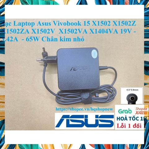 Sạc Laptop Asus Vivobook 15 (X1502, X1502Z, X1502ZA, X1502V, X1502VA, X1404VA) 19V 3.42A 65W - Chân kim nhỏ, Phụ kiện chính hãng