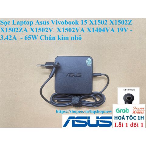 Sạc Laptop Asus Vivobook 15 (X1502, X1502Z, X1502ZA, X1502V, X1502VA, X1404VA) 19V 3.42A 65W - Chân kim nhỏ, Phụ kiện chính hãng