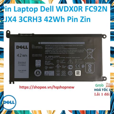 Pin Laptop Dell WDX0R FC92N 2JX4 3CRH3 42Wh Chính Hãng - Phụ Kiện Laptop Đen, Pin Zin, Bảo Hành Nhanh, Chất Lượng Cao