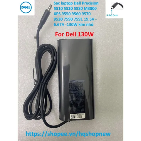 [Sạc zin] Sạc laptop Dell Precision 5510 5520 5530 M3800 XPS 9550 9560 9570 9530 7590 7591 19.5V - 6.67A -130W kim nhỏ P
