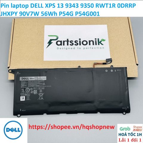 Pin Laptop Chính Hãng DELL XPS 13 9343 9350 RWT1R 0DRRP JHXPY 90V7W 56Wh - Phụ Kiện Laptop Đen Chất Lượng Cao