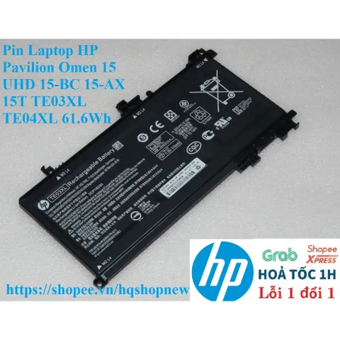 [Pin zin] Pin Laptop HP Pavilion Omen 15 UHD 15-BC 15-AX 15T TE03XL TE04XL 61.6Wh PHỤ KIỆN LAPTOP