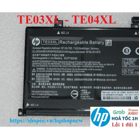[Pin zin] Pin Laptop HP Pavilion Omen 15 UHD 15-BC 15-AX 15T TE03XL TE04XL 61.6Wh PHỤ KIỆN LAPTOP