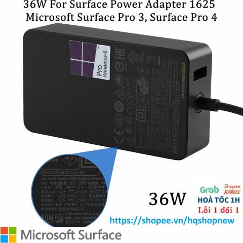 Sạc Microsoft Surface 24W/36W/44W/65W/102W/127W cho Pro 3/4/5/6/7/8/9, Laptop, Book, Go - Phụ kiện chính hãng, mới 100%