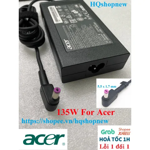 Sạc laptop Acer Aspire 7 A715-51G, A715-71G-52WP 19V - 7.1A - 135W Chân 5.5 1.7 mm PHỤ KIỆN LAPTOP