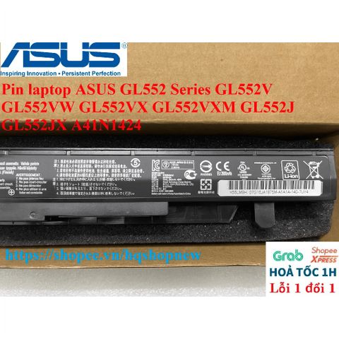 Pin Laptop ASUS GL552 Series A41N1424 - Pin Zin 4 Cell Đen Chính Hãng, Phụ Kiện Laptop Bảo Hành 100%