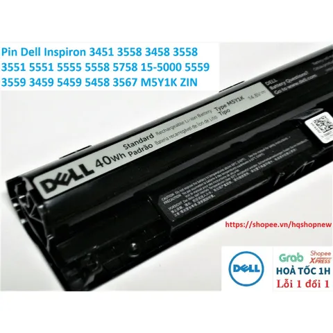 Pin Dell Inspiron 3451 3558 3458 3558 3551 5551 5555 5558 5758 15-5000 5559 3559 3459 5459 5458 3567 M5Y1K ZIN PHỤ KIỆN