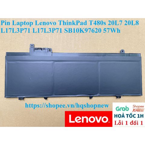 Pin Laptop Lenovo ThinkPad T480s 57Wh Li-ion 11.58V - Thay thế cho 20L7, 20L8, L17L3P71 - Hàng ZIN mới 100%