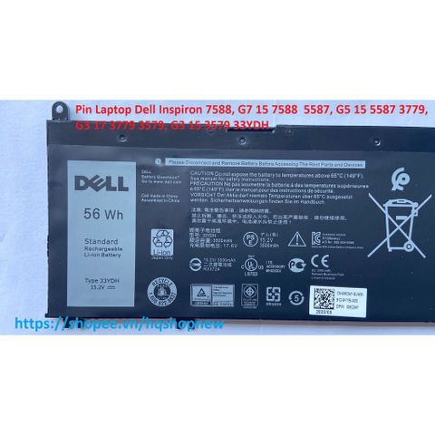 Pin Laptop Dell Inspiron 7588, G7 15 7588, G5 15 5587, G3 15 3579, 33YDH - Pin Chính Hãng, Thời Gian Sử Dụng Lâu, Phụ Kiện Laptop UY TÍN