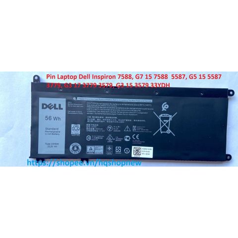 Pin Laptop Dell Inspiron 7588, G7 15 7588, G5 15 5587, G3 15 3579, 33YDH - Pin Chính Hãng, Thời Gian Sử Dụng Lâu, Phụ Kiện Laptop UY TÍN