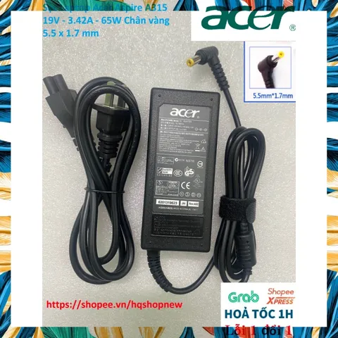 [Sạc zin] Sạc Laptop Acer Aspire A315 19V - 3.42A - 65W Chân vàng 5.5 x 1.7 mm PHỤ KIỆN LAPTOP