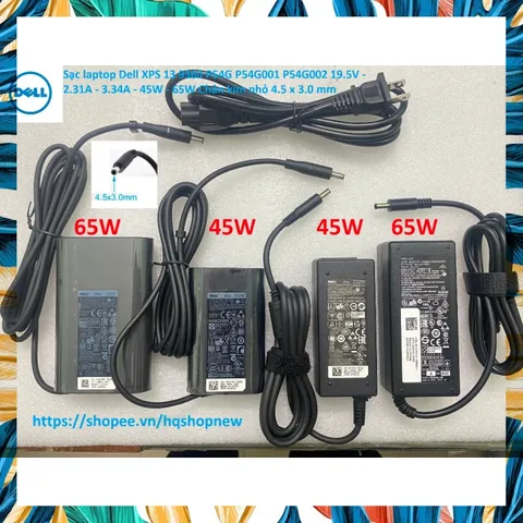 [Sạc zin]Sạc laptop Dell XPS 13 9360 P54G P54G001 P54G002 19.5V - 2.31A - 3.34A - 45W - 65W Chân kim nhỏ 4.5 x 3.0 mm PH