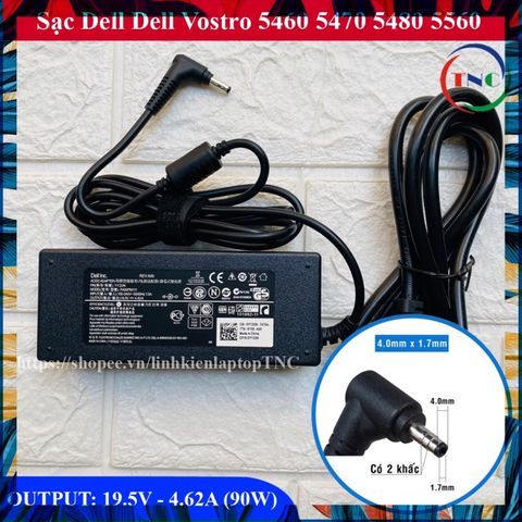 Sạc Laptop Dell Vostro 5460 5470 5480 5560 Chân Nhỏ 19.5V 4.62A - Hàng Chính Hãng, Bảo Hành 12 Tháng