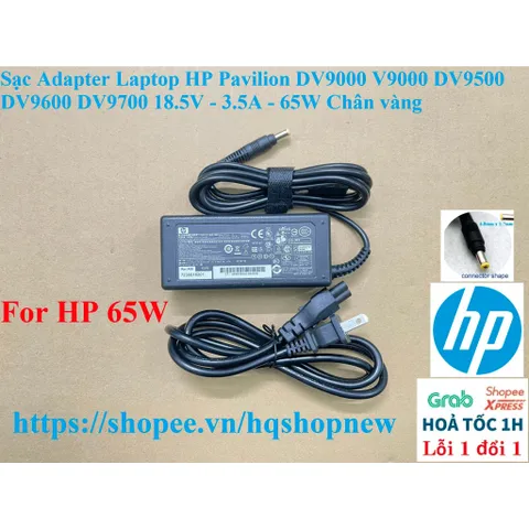 [Sạc zin] Sạc Adapter Laptop HP Pavilion DV9000 V9000 DV9500 DV9600 DV9700 18.5V - 3.5A - 65W Chân vàng PHỤ KIỆN LAPTOP