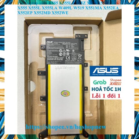 Pin Laptop Asus Chính Hãng K555 K555L K555Z W409L W519 X551MA X552EA X552EP - Đen, Bảo Hành 100% - Sản Phẩm Mới 100%