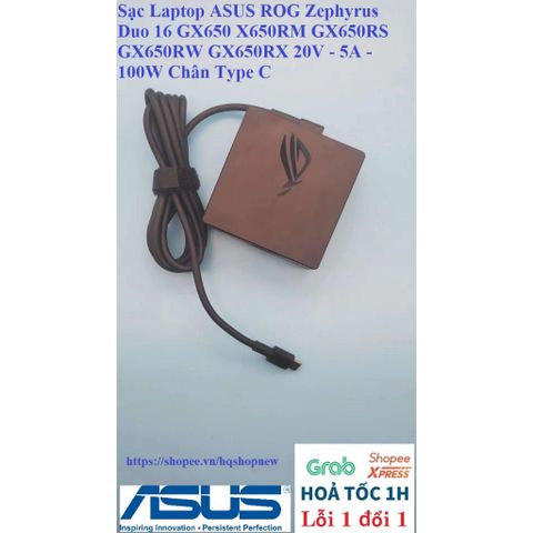 Sạc Laptop ASUS ROG Zephyrus Duo 16 GX650 100W Type C - Phụ Kiện Chính Hãng An Toàn, Hiệu Suất Cao, Dành Cho Game Thủ