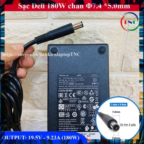 Sạc Laptop Dell 19.5V 9.23A 180W Slim Dell Precision M4600 , M4700 , M4800 Hàng ZIN Cao Cấp (Adapter Dell 180w) PHỤ KIỆN