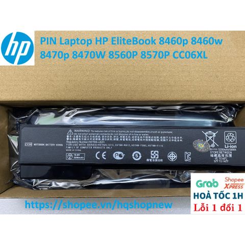 Pin Laptop HP EliteBook CC06XL 6 Cell Đen - Phụ Kiện Chính Hãng, Bảo Hành Đổi Mới 100% cho 8460p, 8460w, 8470p, 8470W, 8560P, 8570P