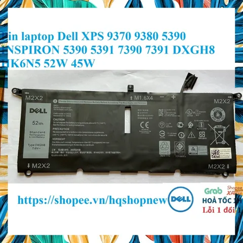 Pin laptop Dell XPS 9370 9380 5390 INSPIRON 5390 5391 7390 7391 DXGH8 HK6N5 52W 45W PHỤ KIỆN LAPTOP