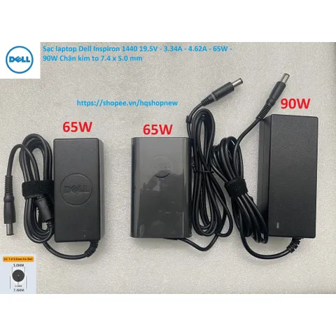 [Sạc zin] Sạc laptop Dell Inspiron 1440 19.5V - 3.34A - 4.62A - 65W - 90W Chân kim to 7.4 x 5.0 mm PHỤ KIỆN LAPTOP