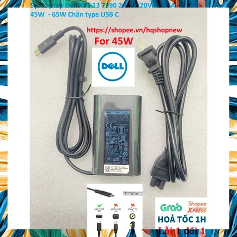 [Sạc zin] Sạc Laptop Dell XPS 13 7390 2-in-1  20V - 2.25A - 3.25A - 45W  - 65W Chân type USB C PHỤ KIỆN LAPTOP