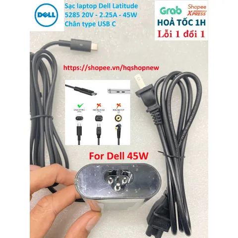 [Sạc zin] Sạc laptop Dell Latitude 5285 20V - 2.25A - 45W Chân type USB C PHỤ KIỆN LAPTOP