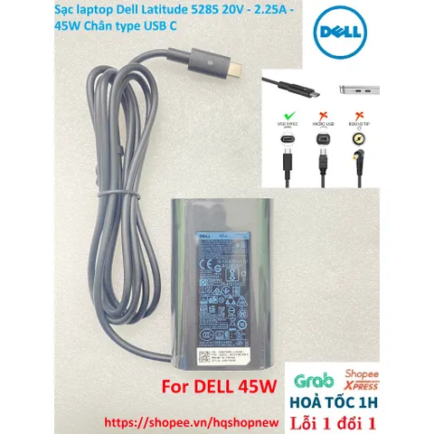 [Sạc zin] Sạc laptop Dell Latitude 5285 20V - 2.25A - 45W Chân type USB C PHỤ KIỆN LAPTOP