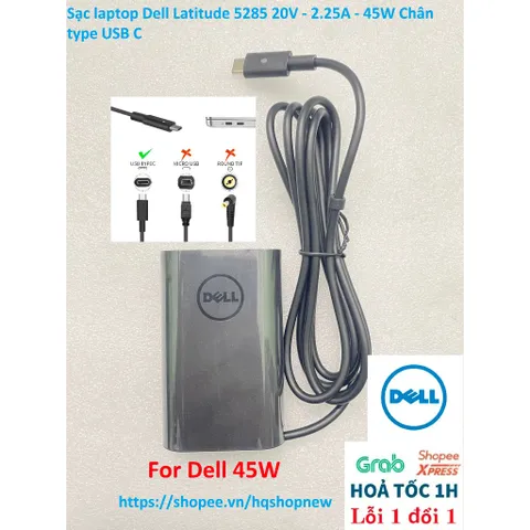 [Sạc zin] Sạc laptop Dell Latitude 5285 20V - 2.25A - 45W Chân type USB C PHỤ KIỆN LAPTOP