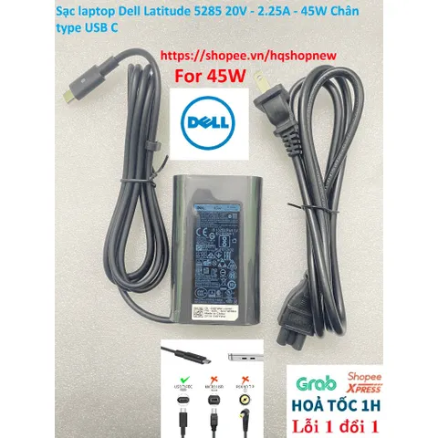 [Sạc zin] Sạc laptop Dell Latitude 5285 20V - 2.25A - 45W Chân type USB C PHỤ KIỆN LAPTOP