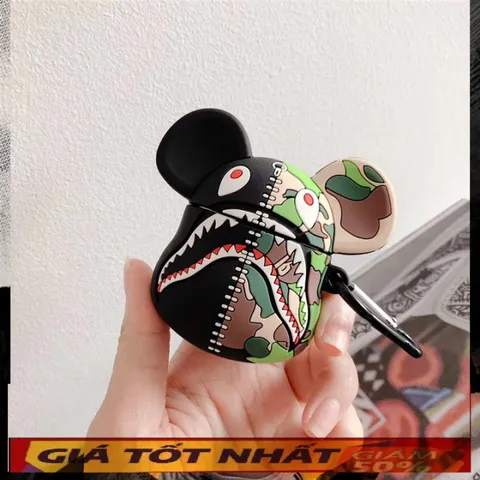 🔜 [ ᴄᴀꜱᴇ ᴀɪʀᴘᴏᴅ ] Case Airpod Vỏ Bọc Airpods ( MẶT GẤU BAPE ) Cho Hộp Sạc Tai Nghe AirPods 1 2 PRO Bằng Silicon Dẻo Siê