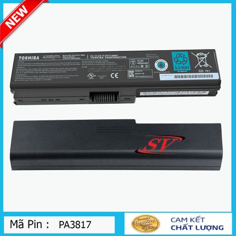 Pin Laptop Toshiba PA3817U 6Cell 5200mAh - Thay thế cho C640 L510 L645 L730 A665 - Hàng mới bảo hành 9 tháng