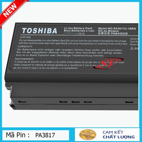 Pin Laptop Toshiba PA3817U 6Cell 5200mAh - Thay thế cho C640 L510 L645 L730 A665 - Hàng mới bảo hành 9 tháng