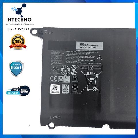 Pin Laptop Dell XPS 13 9343 9350 - Mã JD25G PW23Y 90V7W, Pin Zin 6 Cell Li-ion, Bảo hành 6-12 tháng, Dung lượng 6930mAh