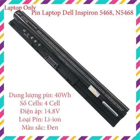 Pin Laptop Dell Inspiron N5468 40Wh 4 Cell - Pin Li-ion Đen Chất Lượng Cao, Bảo Hành 12 Tháng