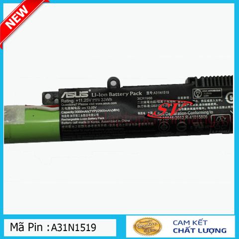 Pin Laptop Asus X540 X540LA X540LJ X540SA X540SC A31N1519 - Pin Lion 3 Cell 2400mAh-3000mAh, Bảo Hành 9 Tháng
