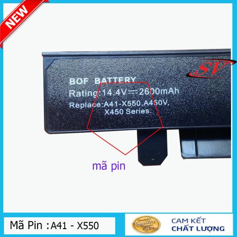 Pin Laptop Asus A41-X550 Nhập Khẩu - Dung Lượng 2200-2600mAh, Thời Gian Sử Dụng 2-3 Giờ, Tương Thích Nhiều Mẫu Máy