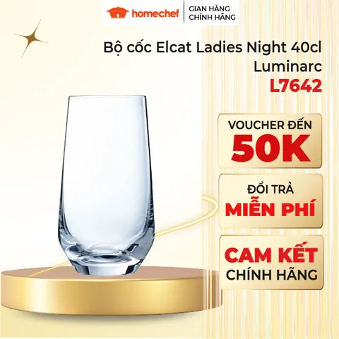 Bộ 4 cốc thủy tinh Luminarc Eclat L7642 - 400ml, cốc trà hoa quả, sinh tố, nước ép cao cấp, nhập khẩu từ Pháp