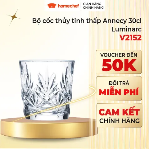 Bộ cốc thủy tinh Luminarc Annecy 6 chiếc 300ml V2152 - Quà tặng tân gia sang trọng, ly thủy tinh cao cấp Pháp, an toàn cho sức khỏe