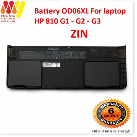 Pin Laptop HP OD06XL 810 G1/810 G2/810 G3 - Pin Li-ion 11.1V 44Wh Bảo Hành 6 Tháng, Hàng Mới Chính Hãng